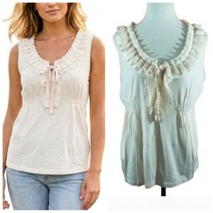 Isabella Rodriguez Cream sleeveless top with ruffle Women's size XL NWT